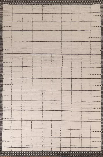 Checkered Wool Moroccan Oriental Area Rug 9x13