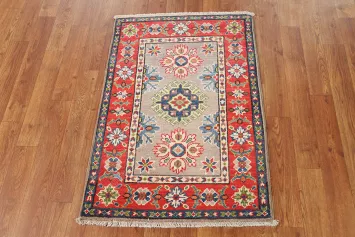 Geometric Wool Kazak Oriental Accent Rug 2x3