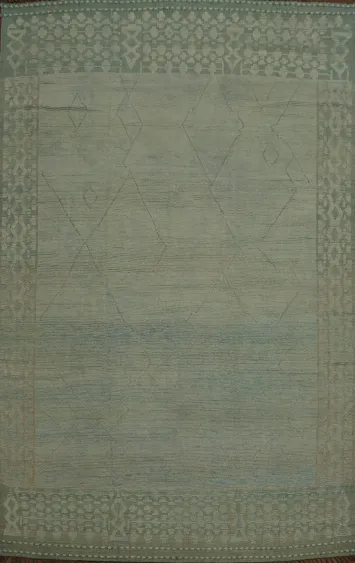 Green & Blue Moroccan Large Rug 12x16 Featuring Intricate Textured Patterns