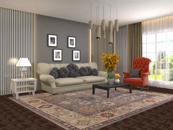 All-Over Gray Geometric Oushak Indian Area Rug 8x10