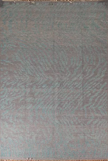 All-Over Gray & Blue Moroccan Abstract Area Rug 9x12