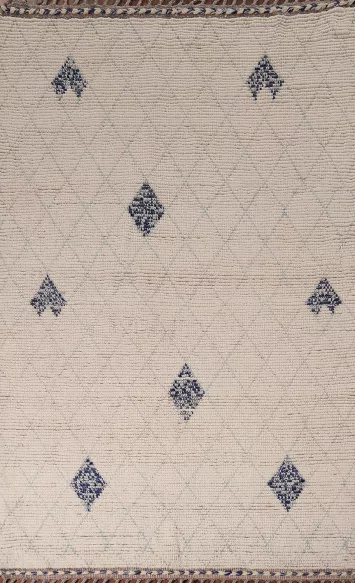 All-Over Trellis Wool Moroccan Oriental Area Rug 5x8