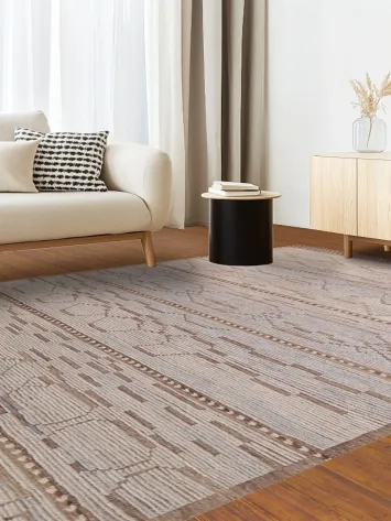 All-Over Striped Moroccan Modern Area Rug 8x12