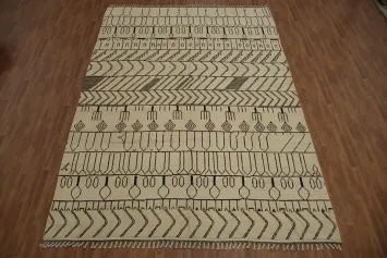 Sophisticated Moroccan Large Rug 10x14 with Artistic Linear Patterns
