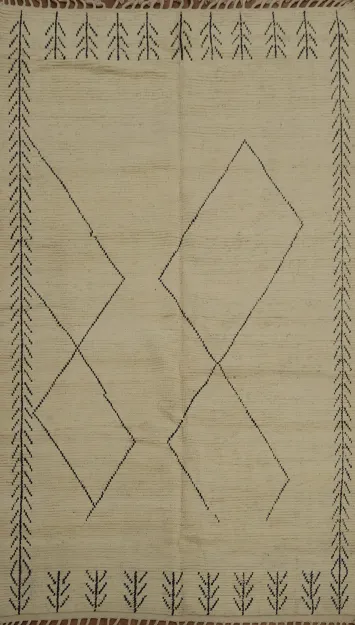 Handcrafted Moroccan Area Rug 6x10 with Elegant Neutral Tones