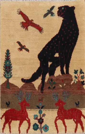 Animals Design Kazak Oriental Accent Rug 2x3