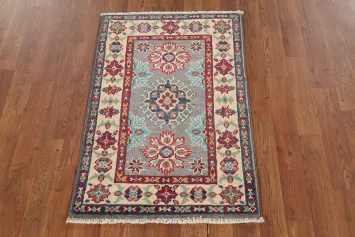 Gray Geometric Kazak Oriental Accent Rug 2x3