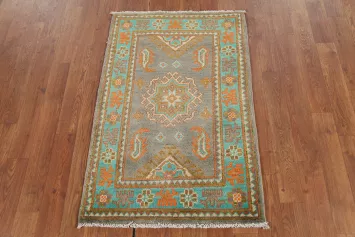 Gray Geometric Kazak Oriental Accent Rug 2x3