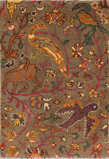 Animals Design Wool Kazak Oriental Accent Rug 2x3