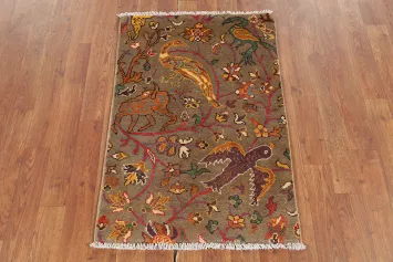 Animals Design Wool Kazak Oriental Accent Rug 2x3