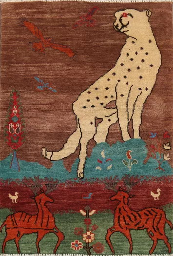 Animal Pictorial Kazak Oriental Foyer Rug 2x3