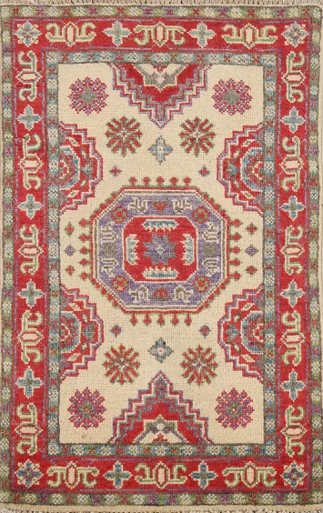 Handmade Wool Geometric Kazak Oriental Accent Rug 2x3