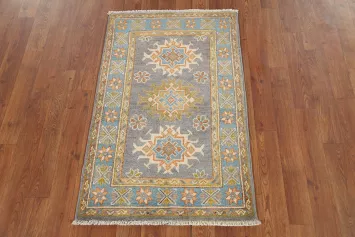 Gray Geometric Kazak Oriental Rug 2x3