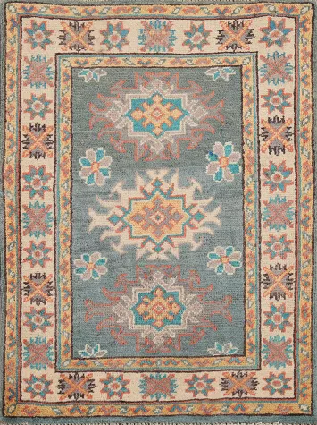 Geometric Wool Kazak Oriental Rug 2x3
