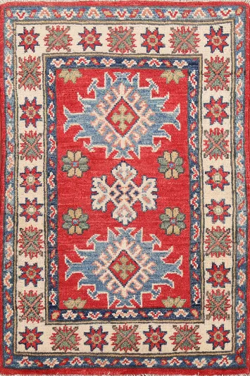 Handmade Red Kazak Oriental Accent Rug 2x3