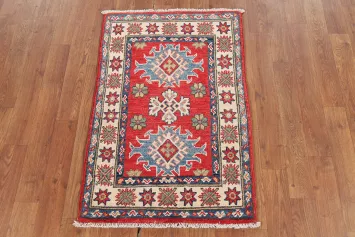 Handmade Red Kazak Oriental Accent Rug 2x3