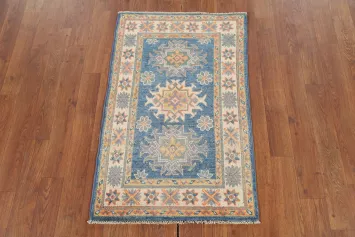 Handmade Blue Kazak Oriental Accent Rug 2x3