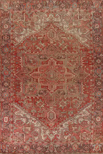 Handmade Wool Heriz Persian Area Rug 9x13