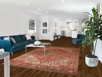 Vintage Geometric Heriz Persian Area Rug 7x10