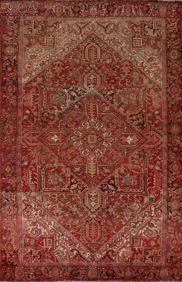 Red Geometric Heriz Persian Area Rug 9x13