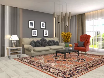 Orange Geometric Heriz Serapi Indian Area Rug 8x10