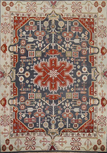 Blue Geometric Kazak Indian Area Rug 8x10