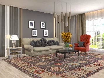 All-Over Gray Oushak Oriental Area Rug 9x12