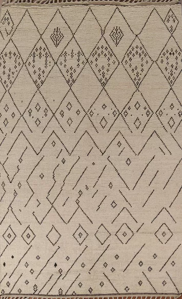 Handmade Trellis Wool Moroccan Area Rug 6x10