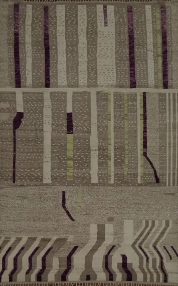 Artistic Linear Moroccan Large Rug 10x14 in Calming Earth Tones