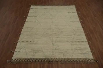 Handcrafted Moroccan Area Rug 8x11 Elegant Subtle Geometric Patterns