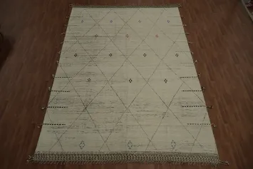 Neutral Moroccan Large Rug 10x15 Featuring Delicate Diamond Accents