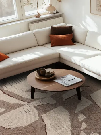 Abstract Moroccan Earth Tone Wool Area Rug 9x13