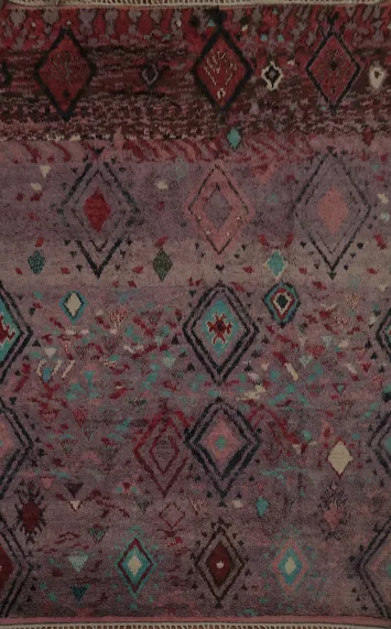 Handmade Plush Purple Moroccan Abstract Area Rug 9x13