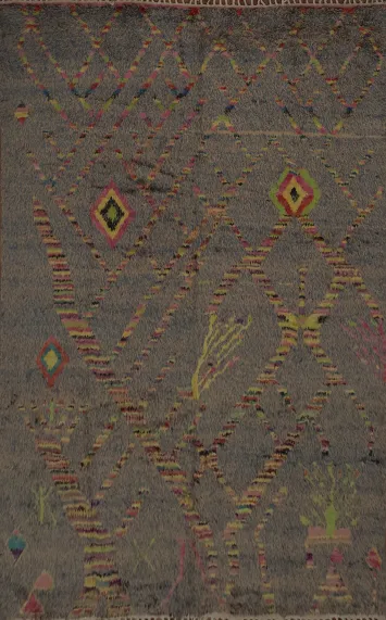 Colorful Plush Moroccan Large Area Rug 9x13 with Tribal Designs