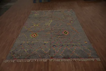 Colorful Plush Moroccan Large Area Rug 9x13 with Tribal Designs