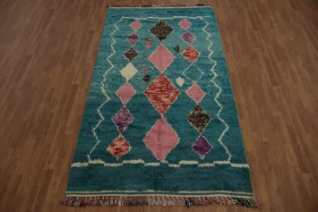 Turquoise Blue Moroccan Oriental Area Rug 5x9