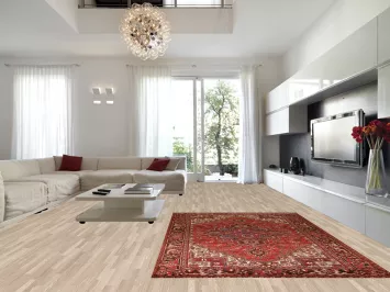 Geometric Red Wool Heriz Persian Area Rug 7x11