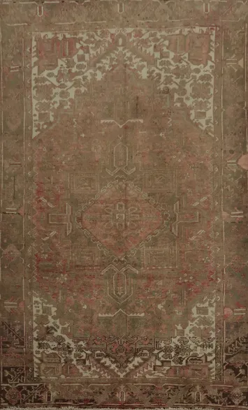 Handmade Wool Geometric Heriz Persian Area Rug 7x11