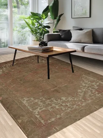 Handmade Wool Geometric Heriz Persian Area Rug 7x11