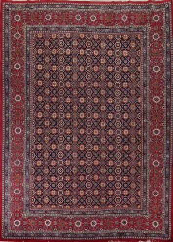 Navy Blue & Red Tabriz Persian Area Rug 10x13