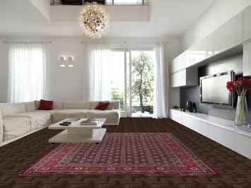 Navy Blue & Red Tabriz Persian Area Rug 10x13