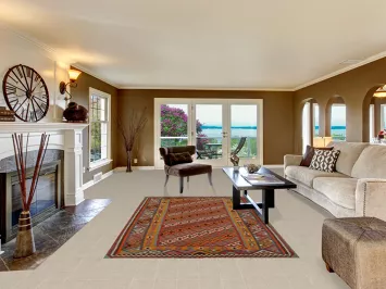 Vegetable Dye Kilim Qashqai Nomadic Persian Rug 5x9