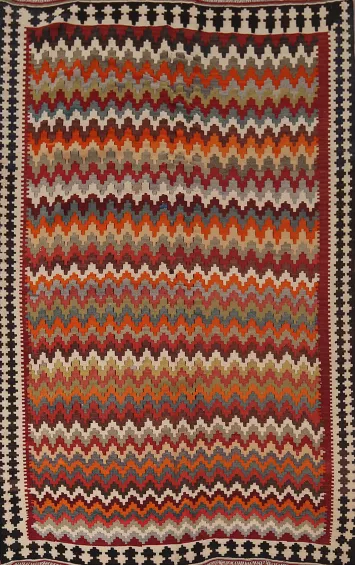 Vegetable Dye Kilim Qashqai Flat Weave Persian Rug 5x8