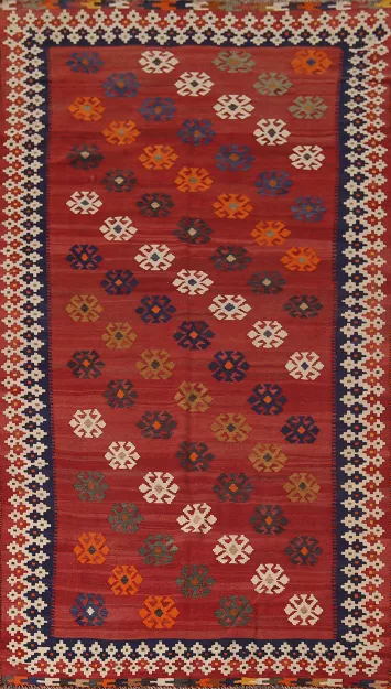 Vegetable Dye Kilim Qashqai Nomadic Persian Rug 5x10