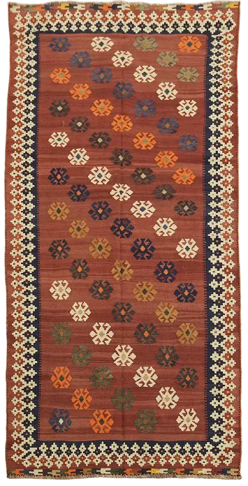 Vegetable Dye Kilim Qashqai Nomadic Persian Rug 5x10