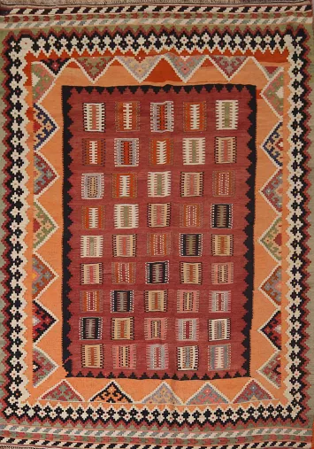 Vegetable Dye Wool Kilim Qashqai Persian Rug 5x7