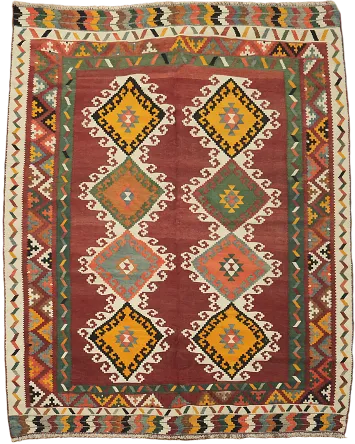Vegetable Dye Kilim Qashqai Persian Rug 5x6