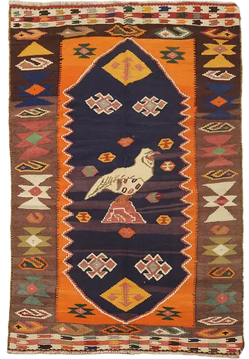 Vegetable Dye Kilim Qashqai Nomadic Persian Rug 5x6