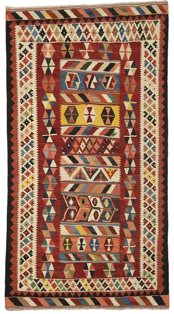 Vegetable Dye Kilim Qashqai Persian Area Rug 5x8
