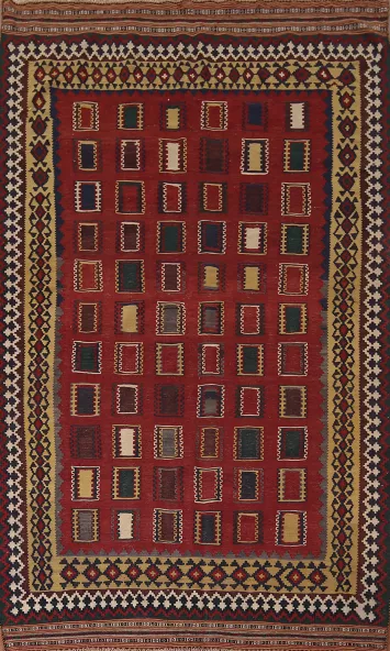 Vegetable Dye Kilim Qashqai Tribal Persian Area Rug 6x9